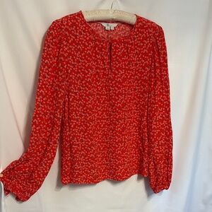 Boden Red Cottage Core Floral Blouse Size 6